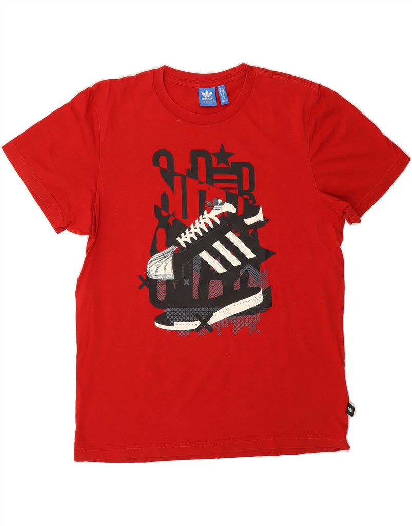 ADIDAS Mens Graphic T-Shirt Top Medium Red Cotton Vintage Adidas and Second-Hand Adidas from Messina Hembry 