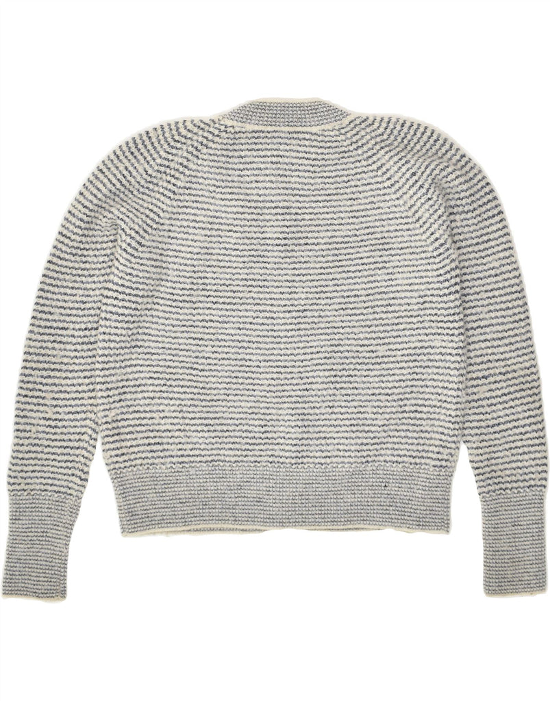 COS Womens Crop Crew Neck Jumper Sweater UK 14 Medium Grey Striped Cotton | Vintage Cos | Thrift | Second-Hand Cos | Used Clothing | Messina Hembry 