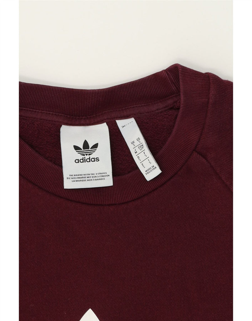 ADIDAS Mens Graphic Sweatshirt Jumper Small Burgundy Cotton Vintage Adidas and Second-Hand Adidas from Messina Hembry 