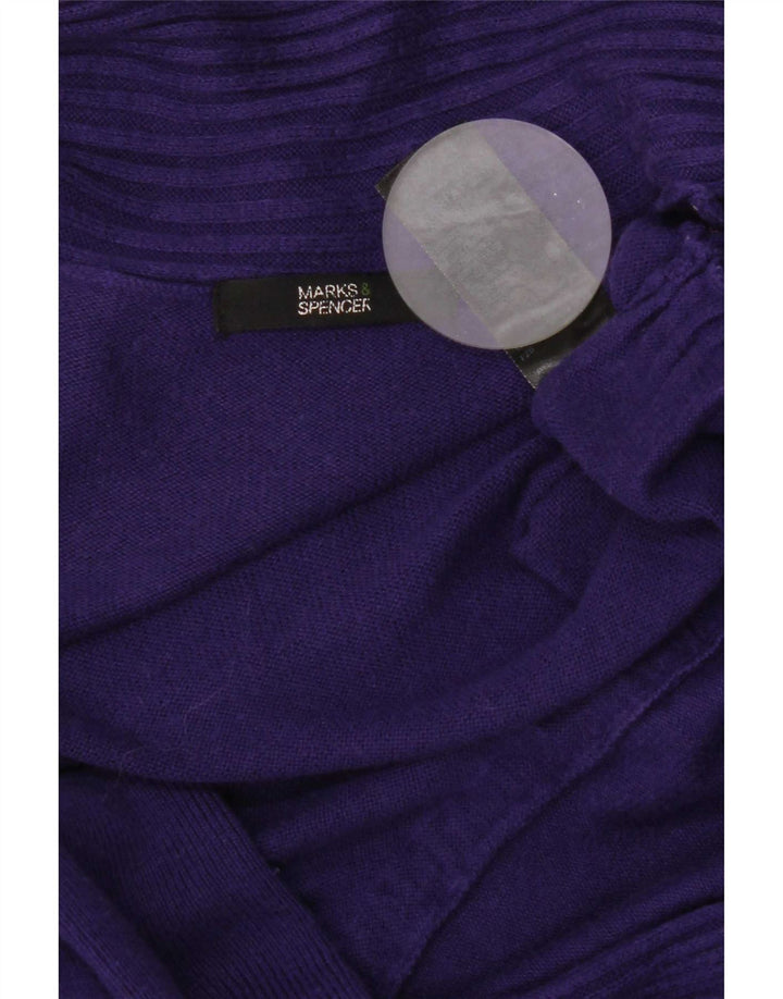Marks & Spencer Womens Longline Open Cardigan Sweater UK 8 Small Purple