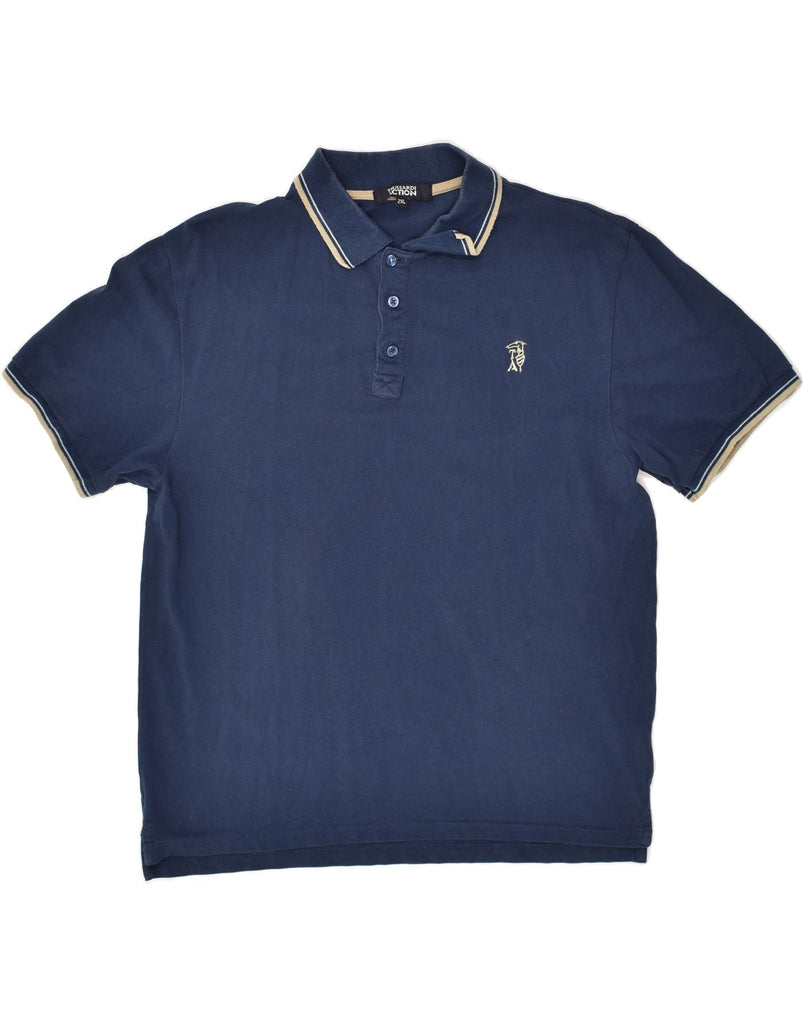 TRUSSARDI Mens Slim Polo Shirt 2XL Navy Blue Cotton | Vintage Trussardi | Thrift | Second-Hand Trussardi | Used Clothing | Messina Hembry 