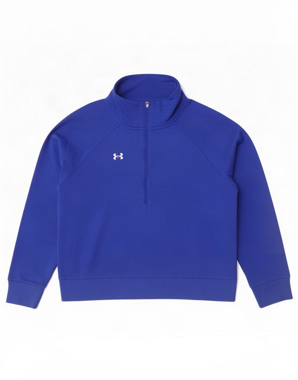 Under Armour Womens Oversized Zip Neck Sweatshirt Jumper UK 16 Large Blue