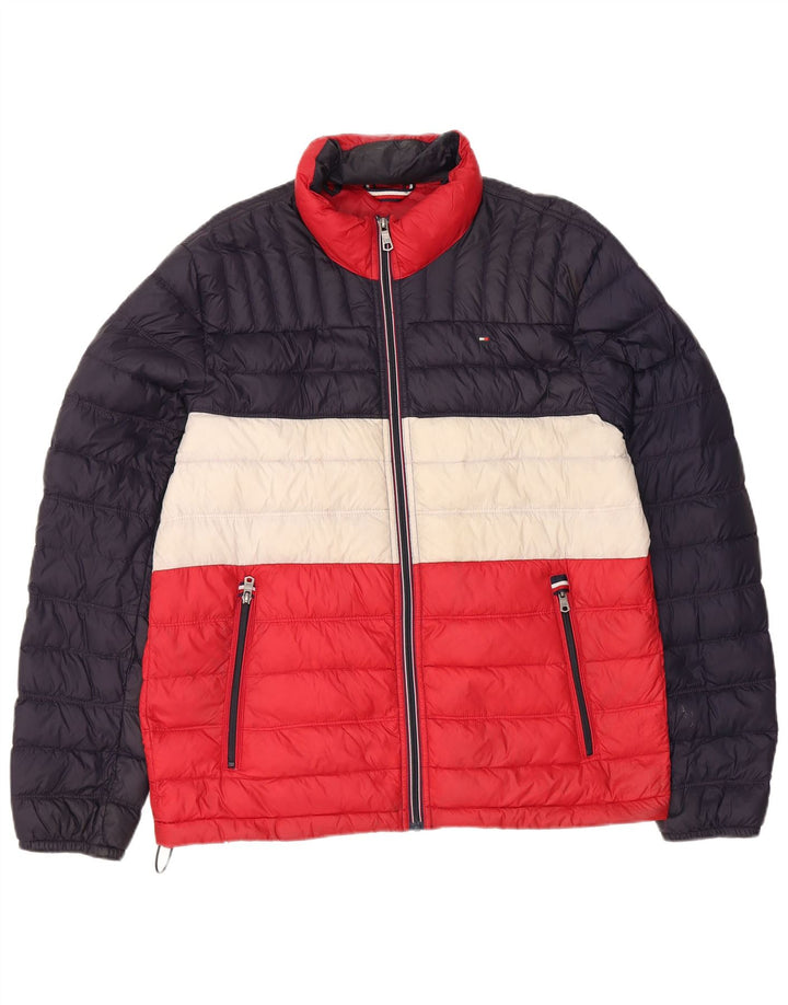 Tommy Hilfiger Mens Padded Jacket UK 38 Medium Navy Blue Colourblock