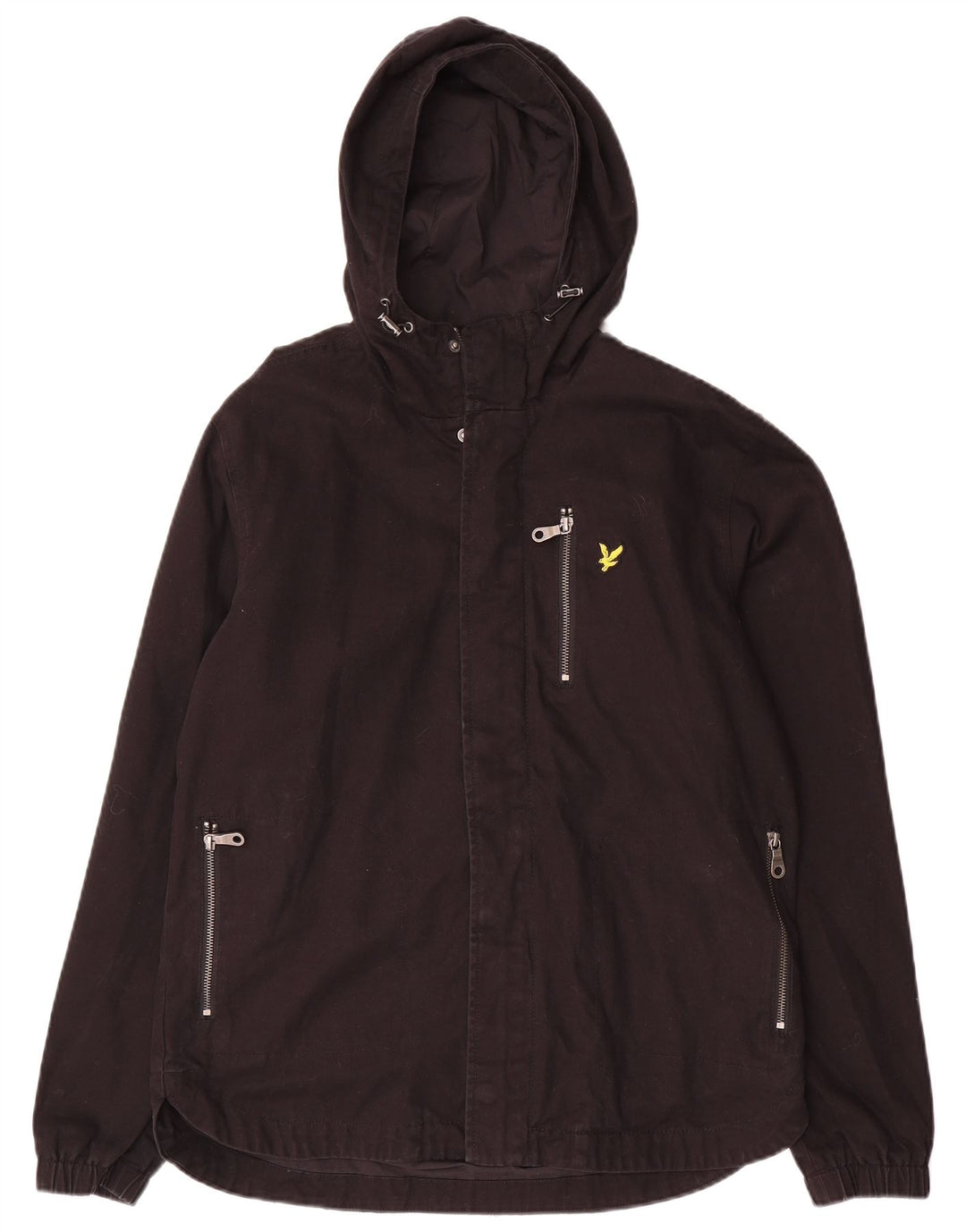 Lyle & Scott Mens Hooded Bomber Jacket UK 38 Medium Black Cotton