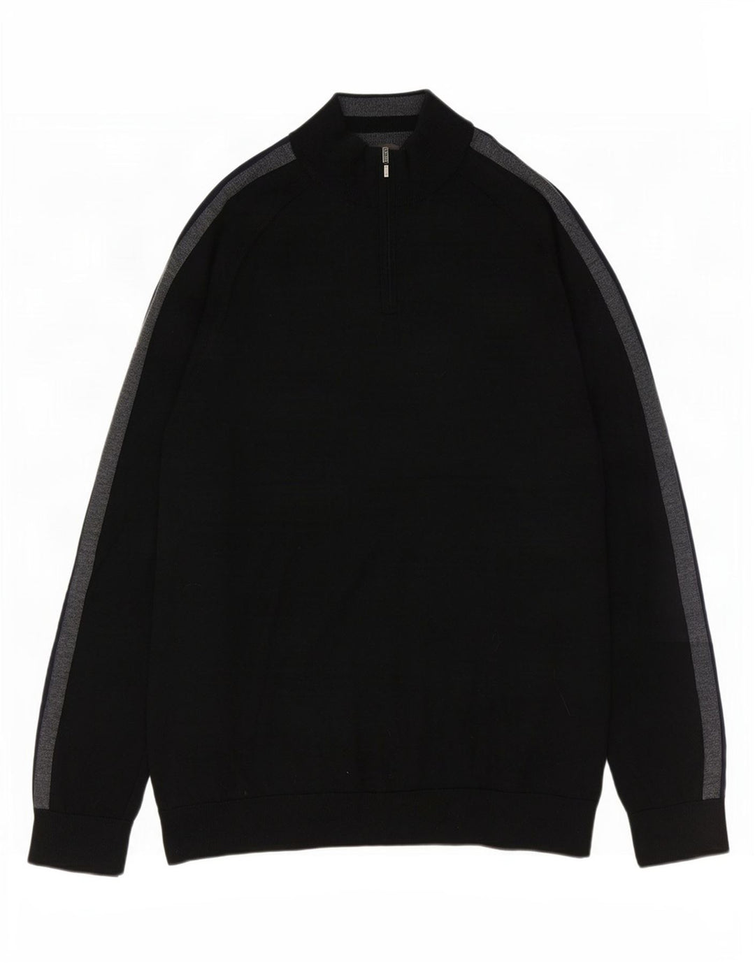 Marks & Spencer Mens Zip Neck Jumper Sweater XL Black Colourblock