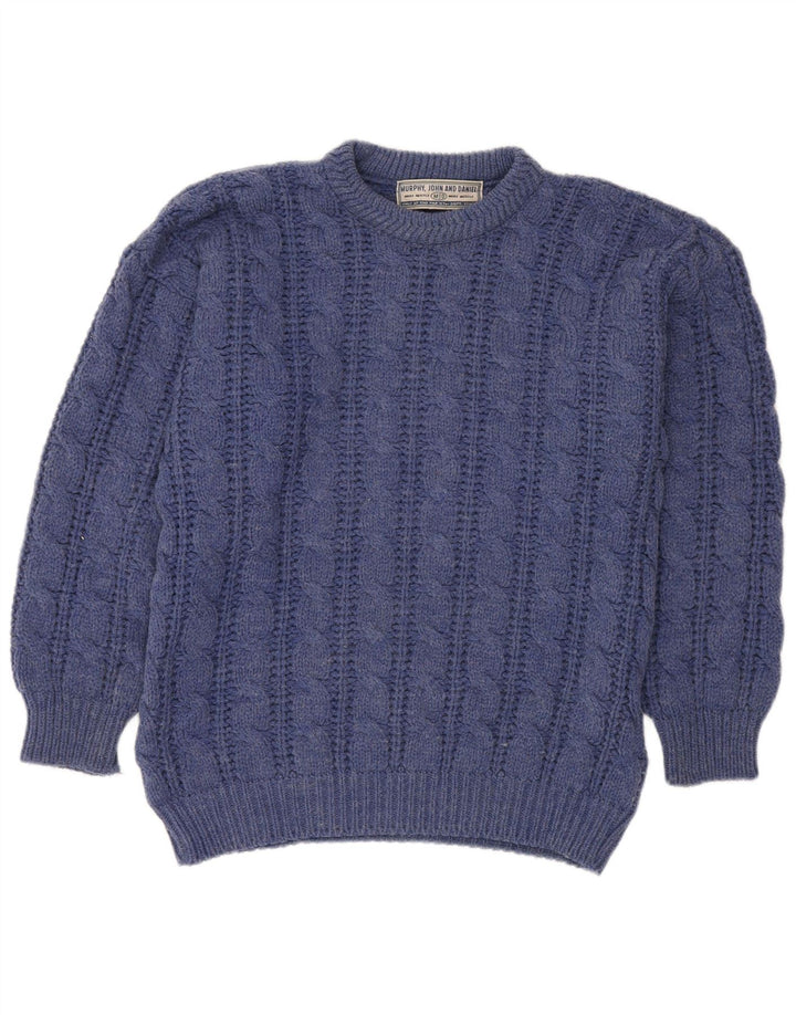 VINTAGE Mens Crew Neck Jumper Sweater Large Blue Acrylic