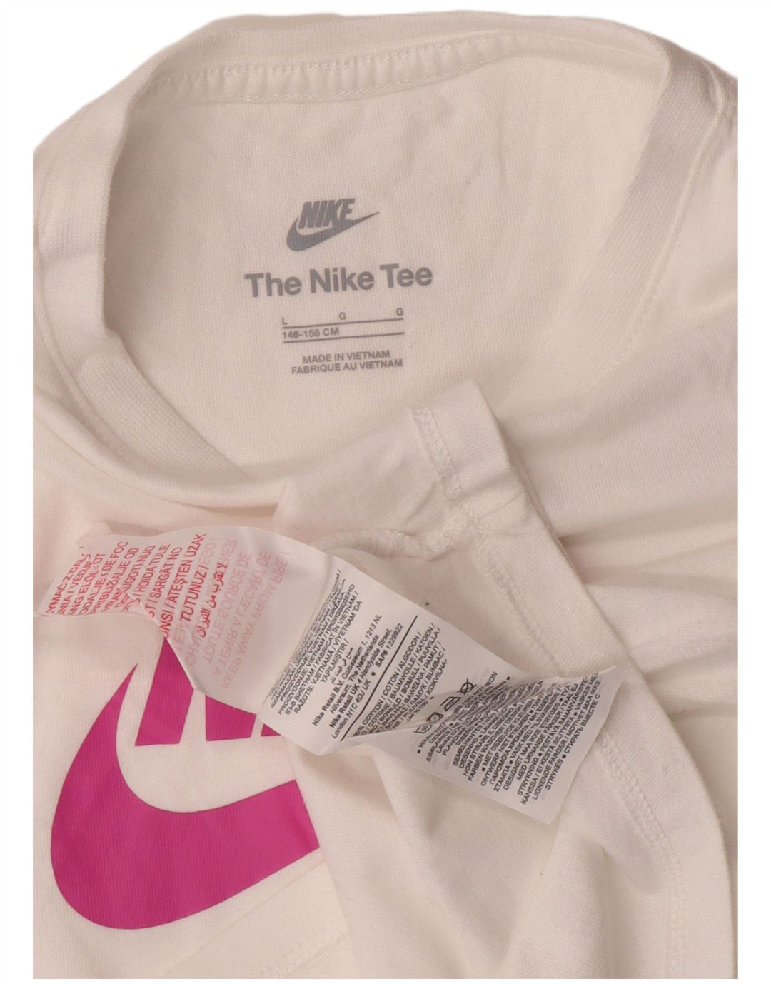 Nike Girls Graphic T-Shirt Top 12-13 Years Large White Cotton