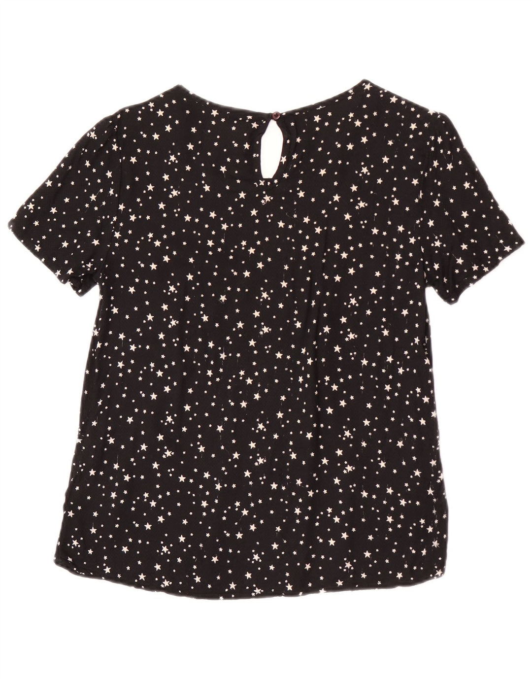 Superdry Womens Blouse Top UK 12 Medium Black Spotted Viscose