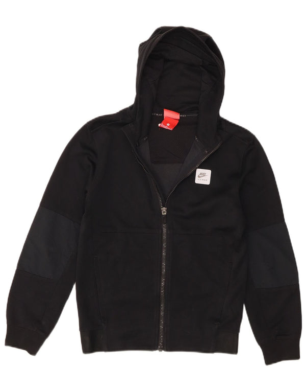 Nike Boys Zip Hoodie Sweater 10-11 Years Medium Black Colourblock Cotton