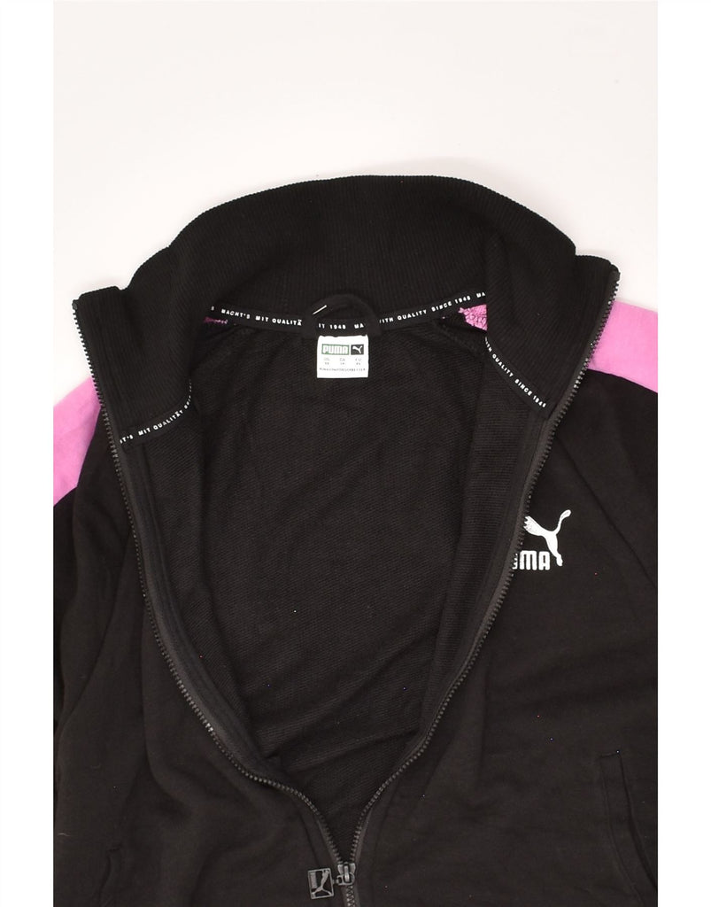 PUMA Womens Tracksuit Top Jacket UK 6 XS Black Cotton | Vintage Puma | Thrift | Second-Hand Puma | Used Clothing | Messina Hembry 