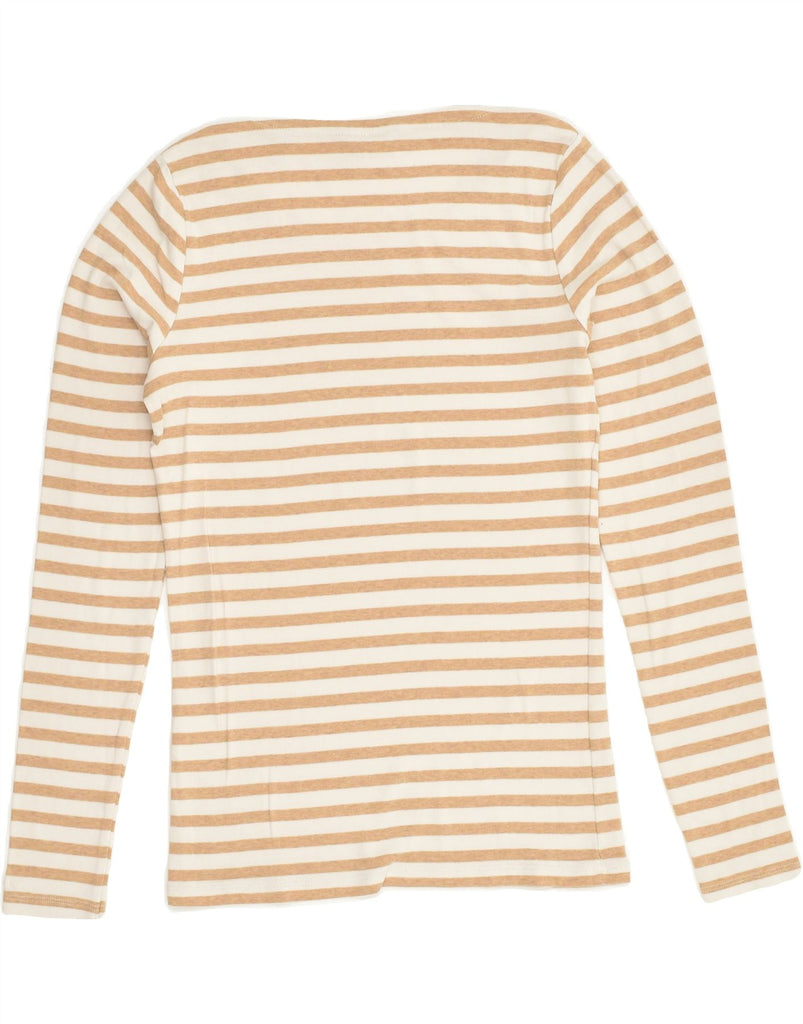 GANT Womens Top Long Sleeve UK 4 XS Beige Striped Cotton | Vintage Gant | Thrift | Second-Hand Gant | Used Clothing | Messina Hembry 