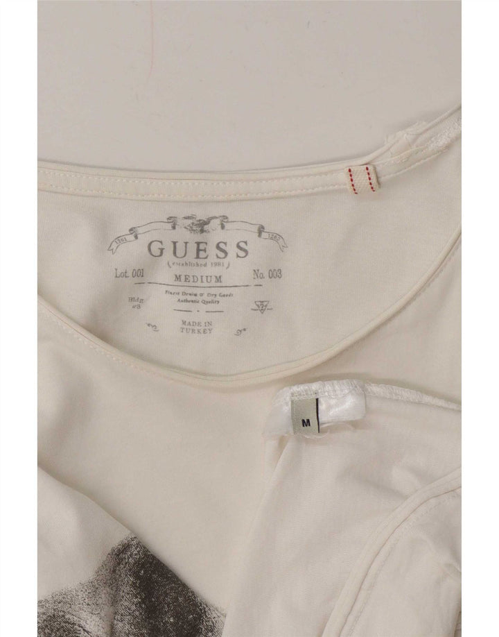 Guess Mens Graphic T-Shirt Top Medium White