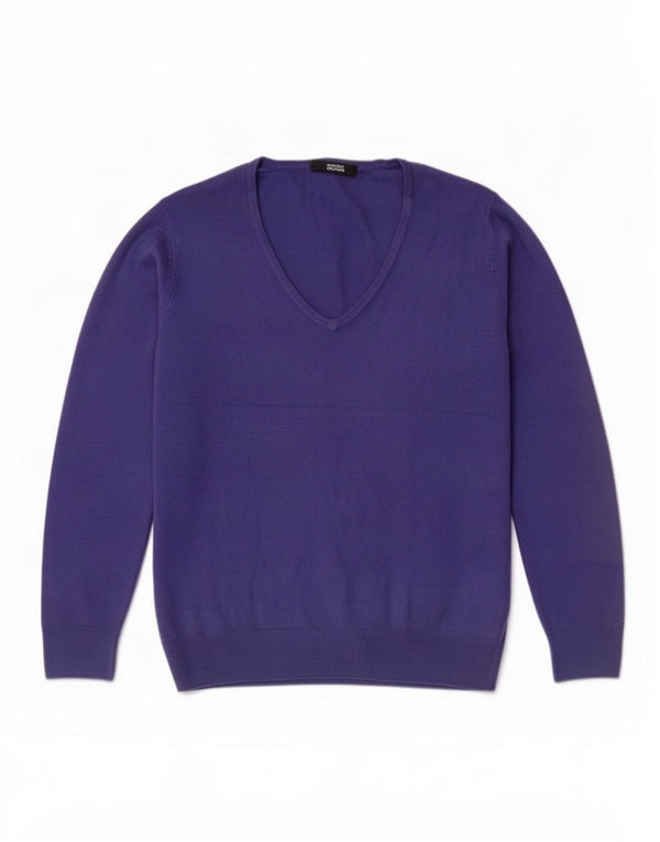 Marks & Spencer Womens V-Neck Jumper Sweater UK 10 Small Blue Acrylic
