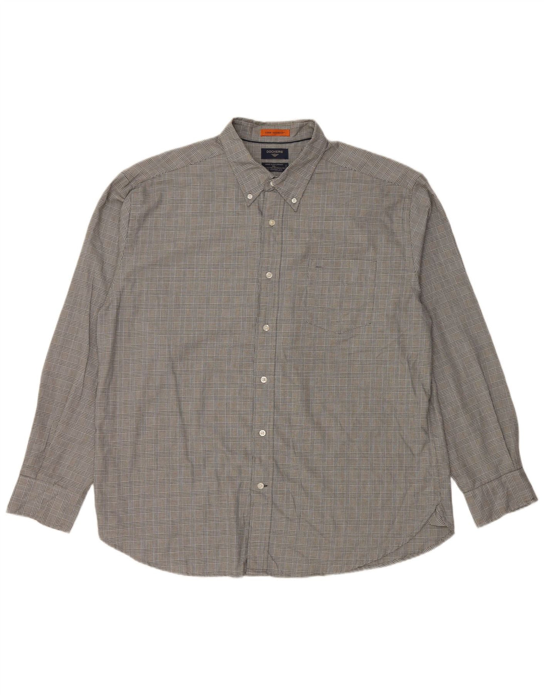 DOCKERS Mens Stain Defender Shirt XL Grey Check Cotton