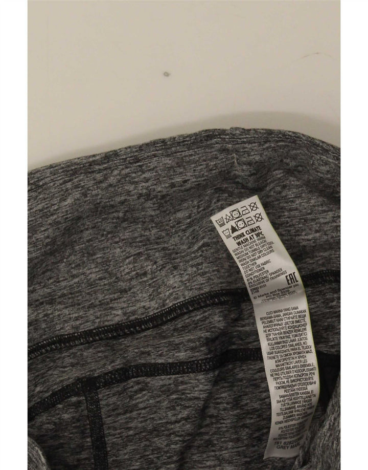 Marks & Spencer Womens Crop Tracksuit Trousers UK 14 Large Grey Colourblock