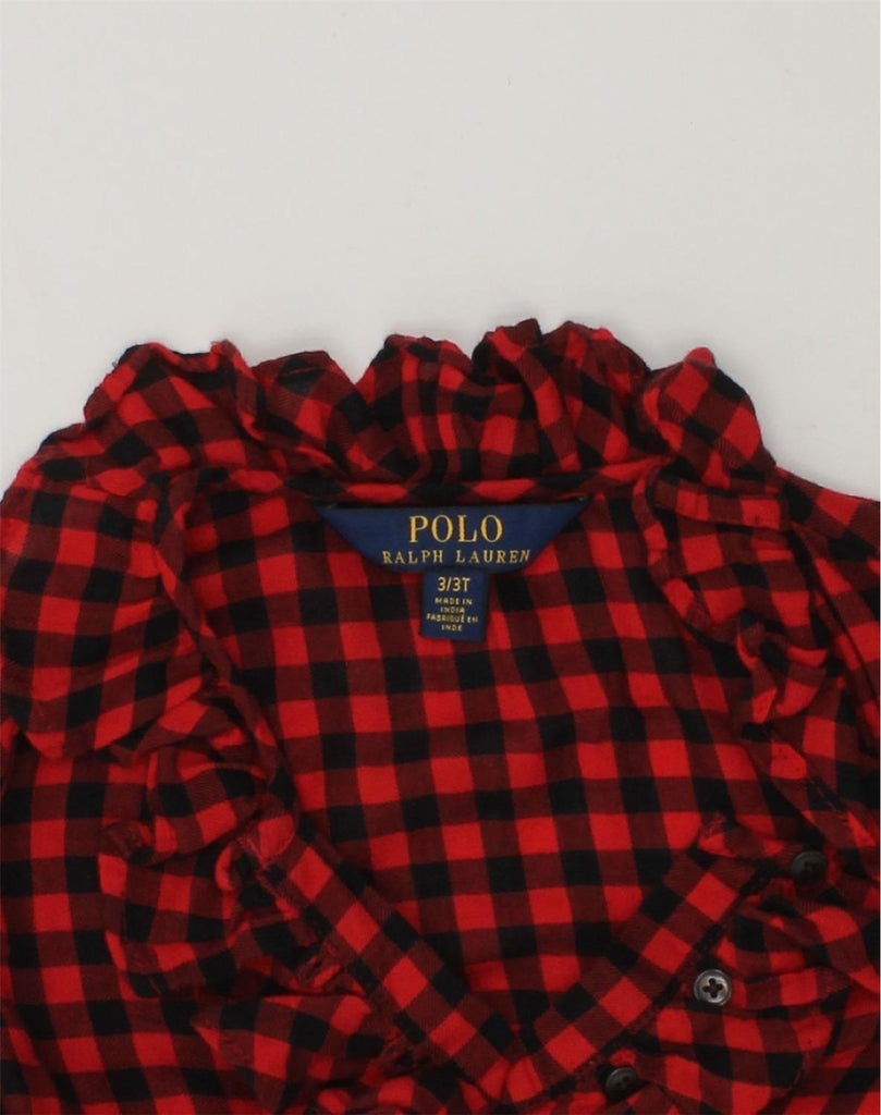 POLO RALPH LAUREN Girls Ruffle Front Shirt 2-3 Years Red Check Cotton | Vintage Polo Ralph Lauren | Thrift | Second-Hand Polo Ralph Lauren | Used Clothing | Messina Hembry 