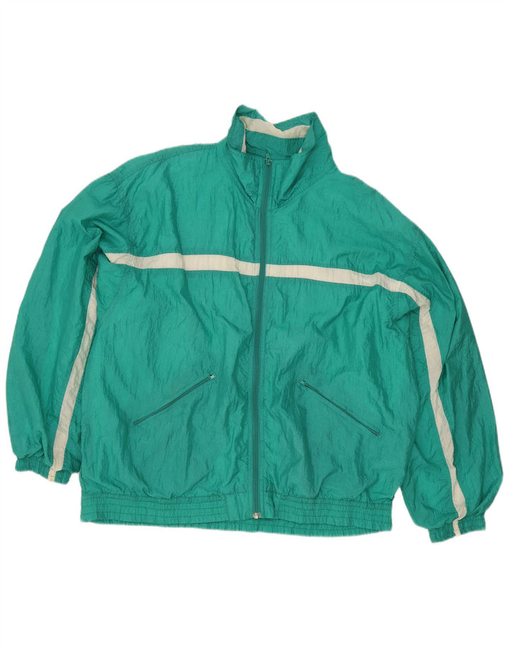 Vintage Mens Loose Fit Tracksuit Top Jacket Large Green