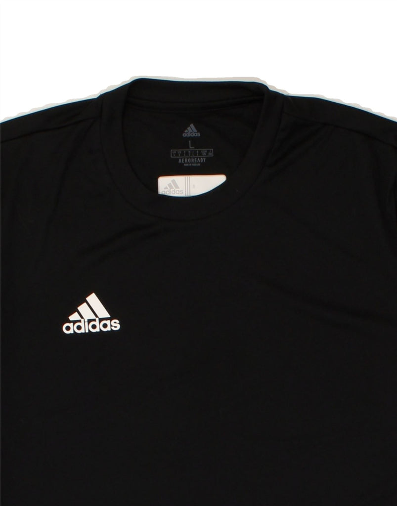 ADIDAS Mens T-Shirt Top Large Black Polyester | Vintage Adidas | Thrift | Second-Hand Adidas | Used Clothing | Messina Hembry 