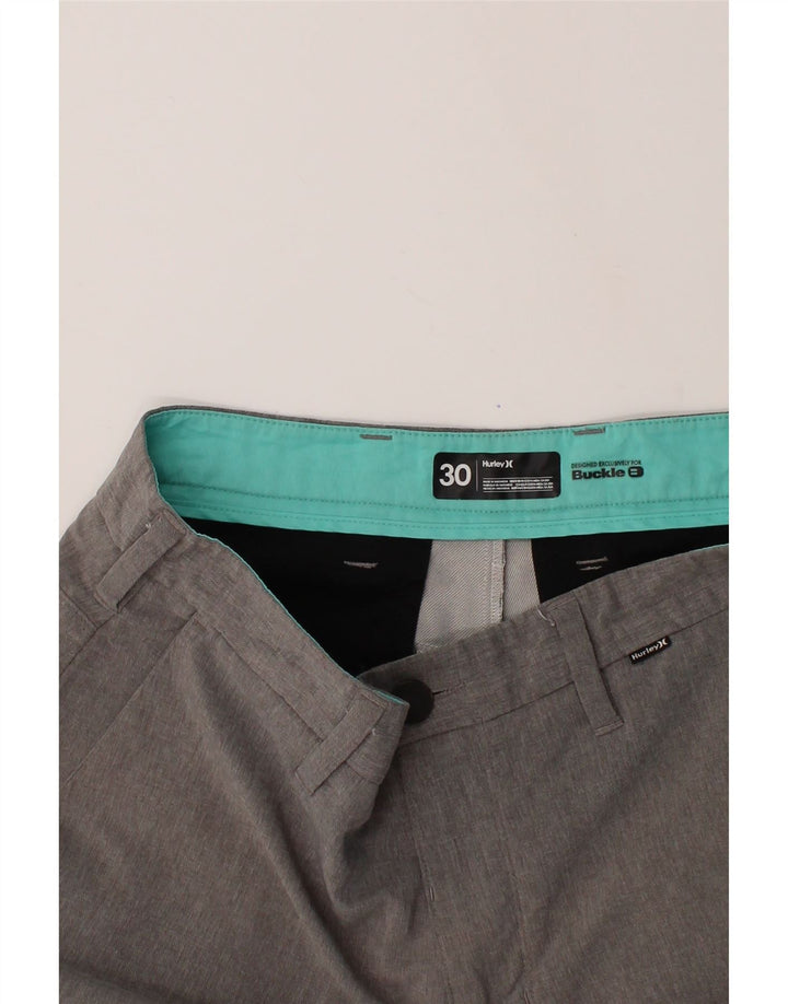 HURLEY Mens Chino Shorts W30 Medium Grey Polyester Vintage Hurley and Second-Hand Hurley from Messina Hembry 