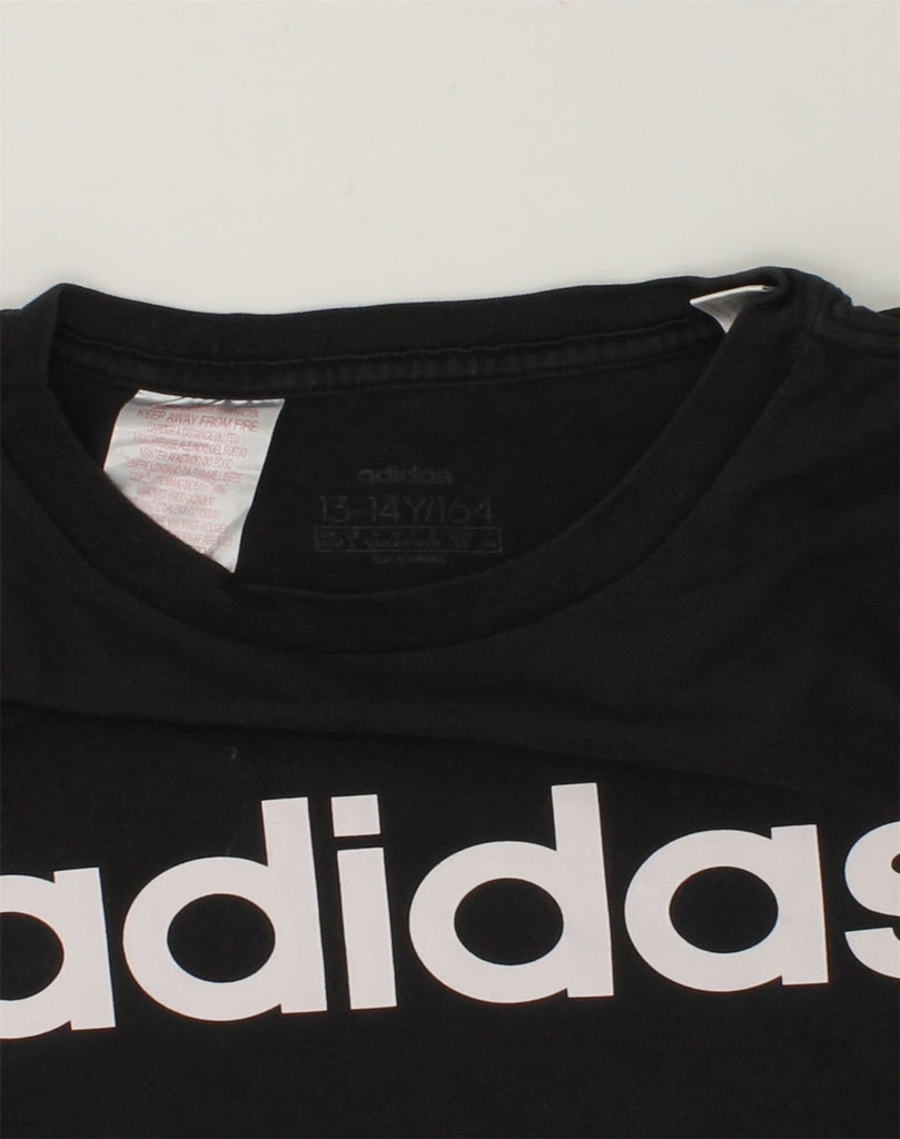 ADIDAS Boys Graphic T-Shirt Top 13-14 Years Black | Vintage Adidas | Thrift | Second-Hand Adidas | Used Clothing | Messina Hembry 