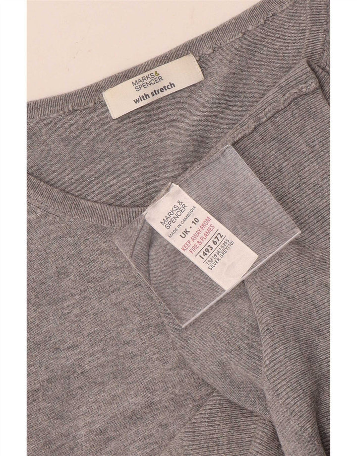 Marks & Spencer Womens Stretch Cardigan Sweater UK 10 Small Grey Flecked