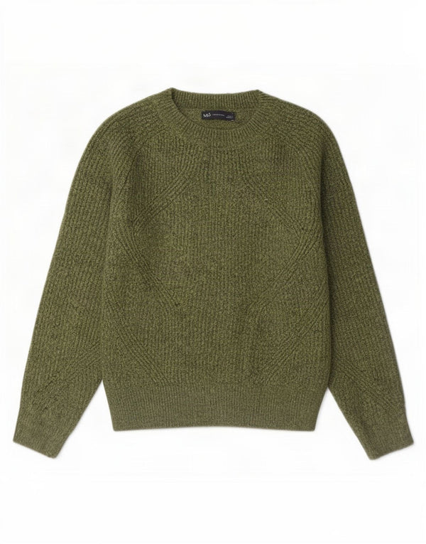 Marks & Spencer Womens Boat Neck Jumper Sweater UK 10 Small Khaki Acrylic
