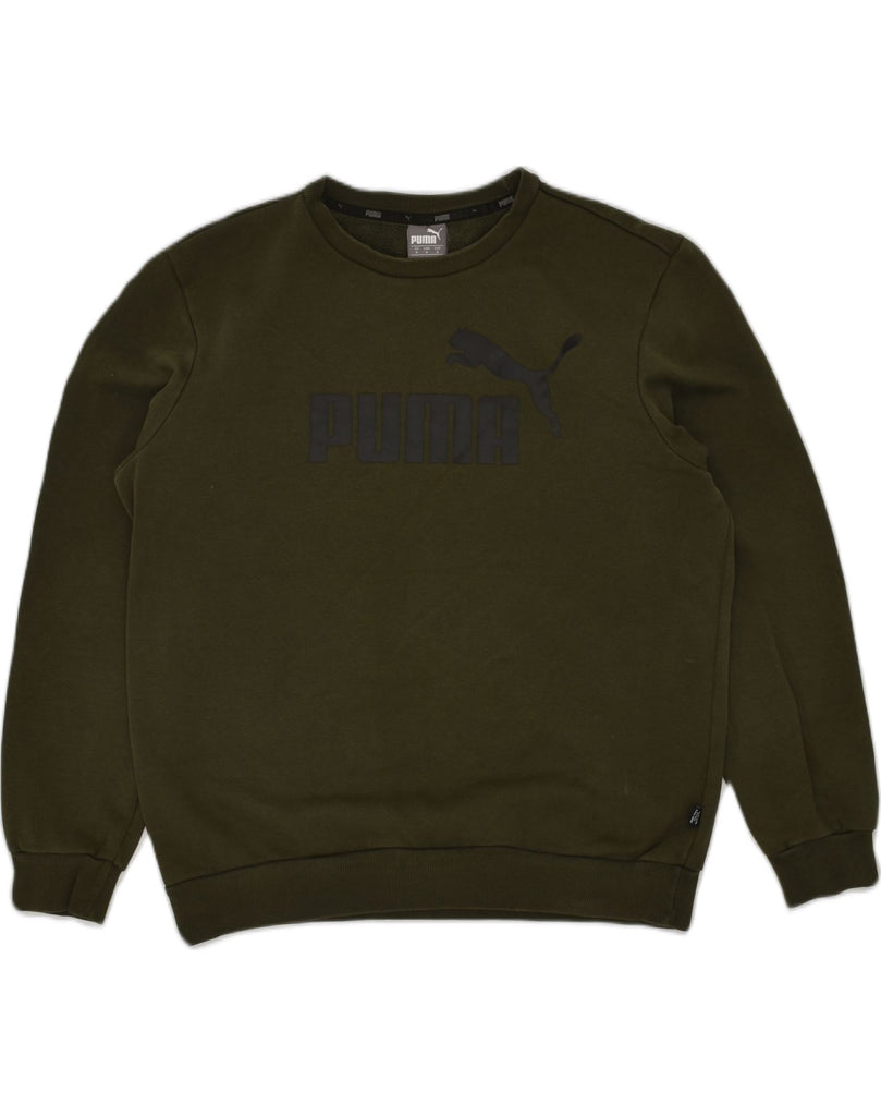 PUMA Mens Graphic Sweatshirt Jumper Medium Green Cotton | Vintage Puma | Thrift | Second-Hand Puma | Used Clothing | Messina Hembry 