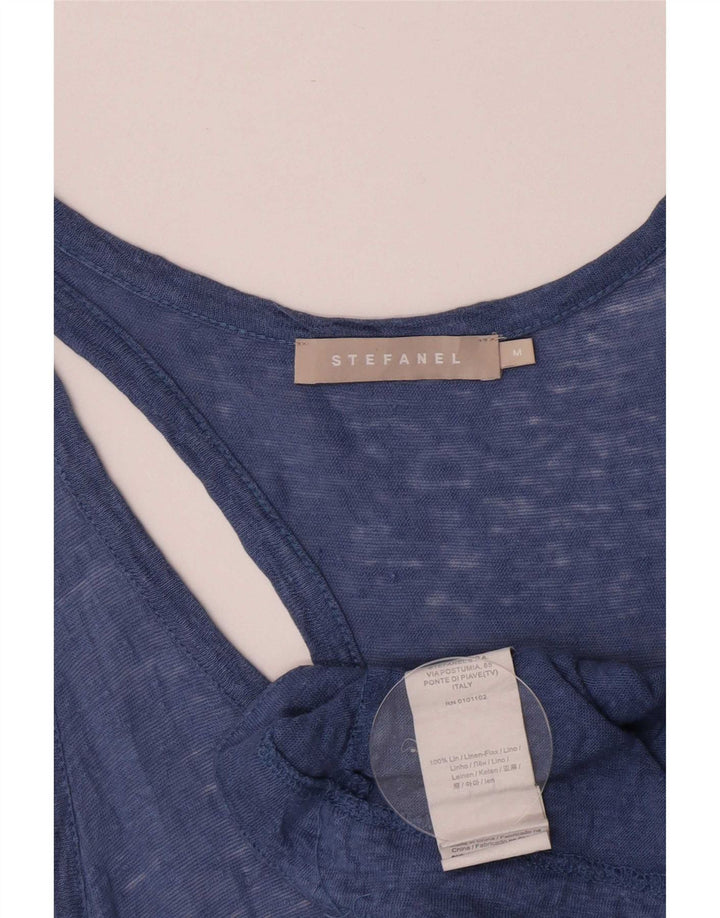 Stefanel Womens Sleeveless Tunic Top UK 12 Medium Blue Linen