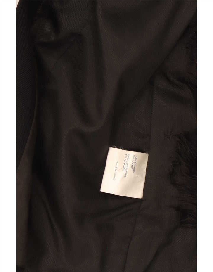 Karen Millen Womens Overcoat UK 8 Small Black Wool