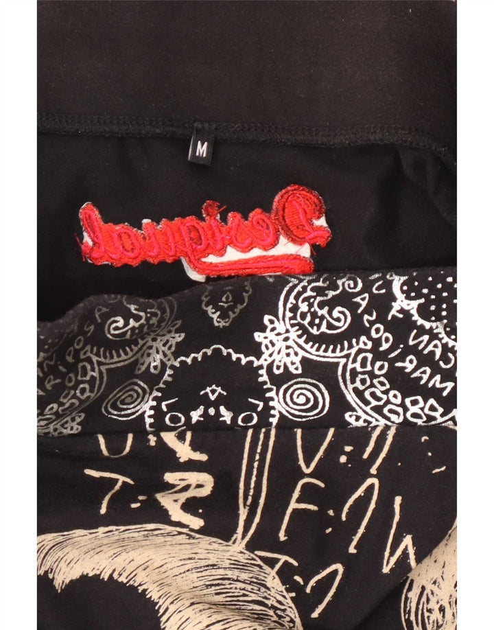Desigual Womens Graphic A-Line Skirt Medium W30 Black Geometric