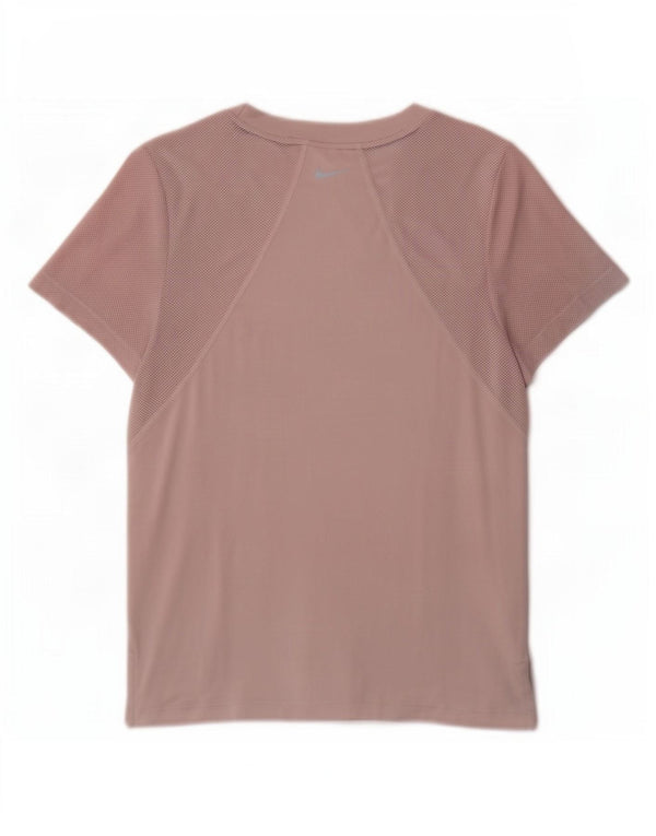 Nike Womens Dri Fit T-Shirt Top UK 10 Small Pink Polyester