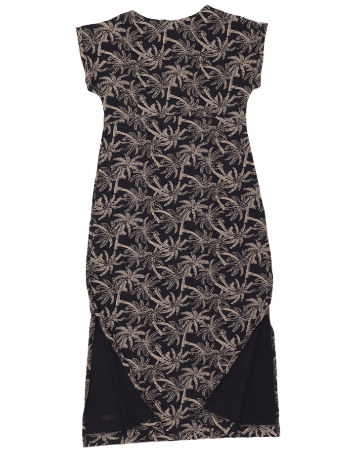 WEIRD FISH Womens Abstract Pattern Maxi Dress UK 14 Large Navy Blue Cotton