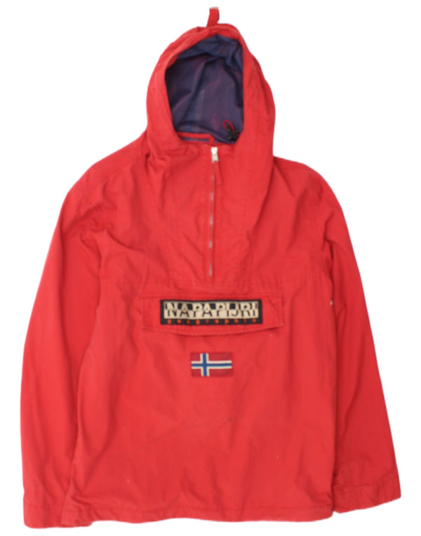 Napapijri Mens Hooded Graphic Anorak Jacket UK 38 Medium Red Polyamide