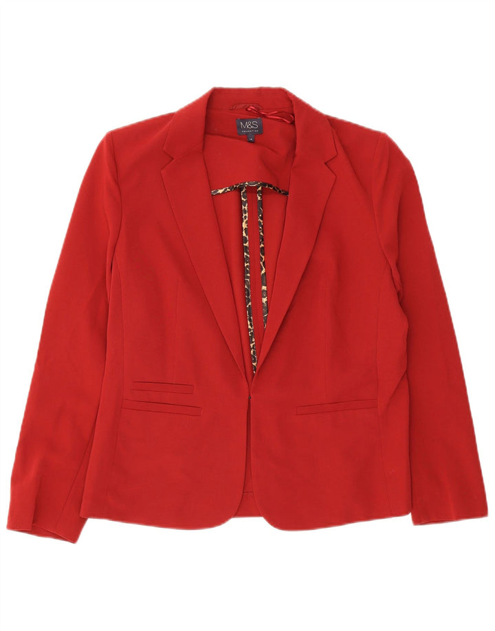 Marks & Spencer Womens Blazer Jacket UK 14 Medium Red Polyester