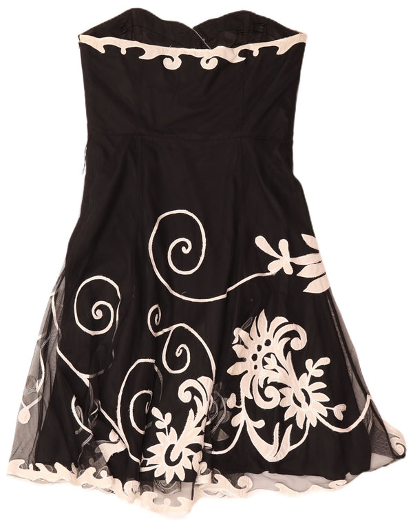 Coast Womens Strapless Dress UK 16 Large Black Floral Polyester