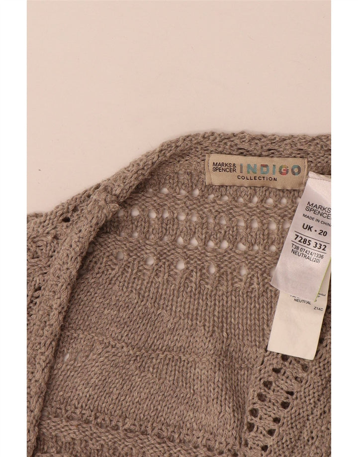Marks & Spencer Womens Open Cardigan Sweater UK 20 2XL Beige Polyester