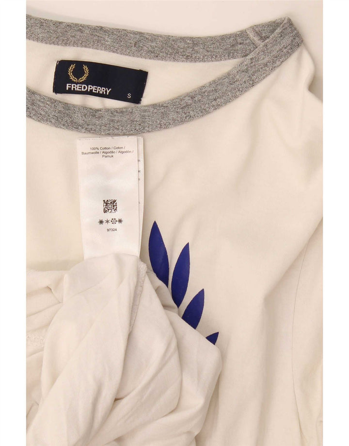 Fred Perry Mens Graphic T-Shirt Top Small White Cotton