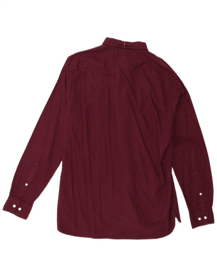 Tommy Hilfiger Mens Regular Fit Shirt Medium Burgundy Cotton