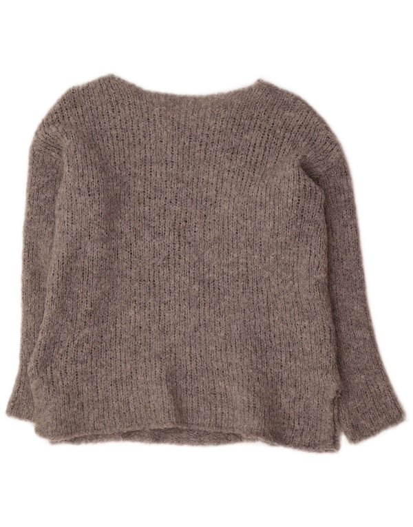 Zara Girls Boat Neck Jumper Sweater 11-12 Years Grey Fair Isle