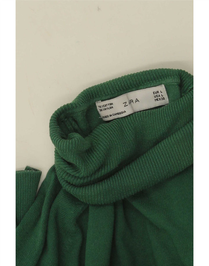 Zara Womens Roll Neck Jumper Sweater UK 14 Large Green