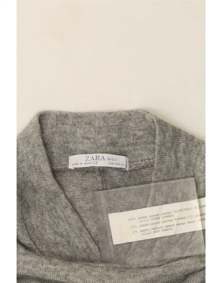 Zara Womens Long Sleeve Jumper Dress UK 14 Medium Grey Polyester