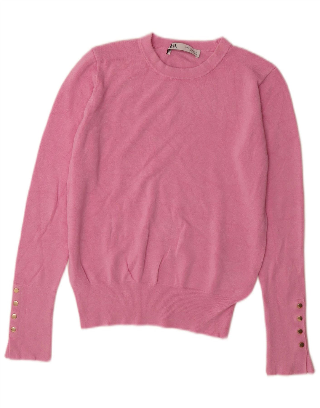 Zara Womens Crew Neck Jumper Sweater UK 12 Medium Pink Viscose