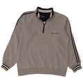 Champion Mens Zip Neck Sweatshirt Jumper Large Grey Striped Cotton