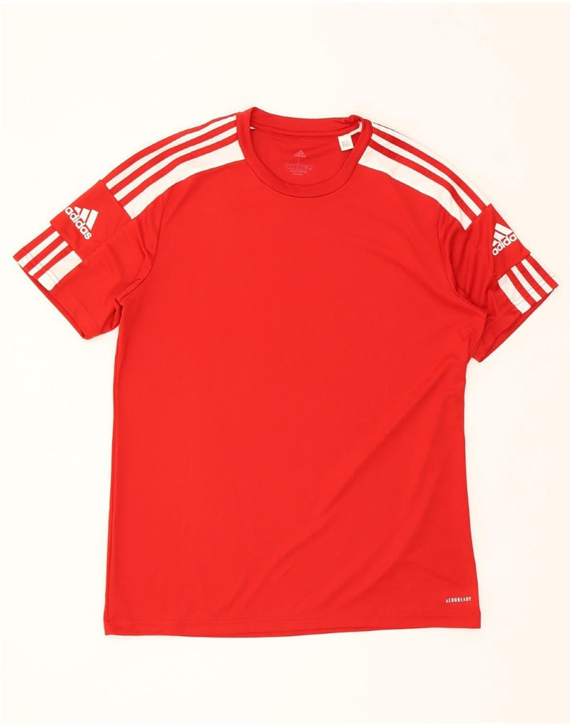 ADIDAS Mens Aeroready T-Shirt Top Large Red Polyester Vintage Adidas and Second-Hand Adidas from Messina Hembry 