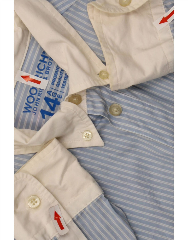 Woolrich Boys Shirt 13-14 Years Blue Pinstripe Cotton
