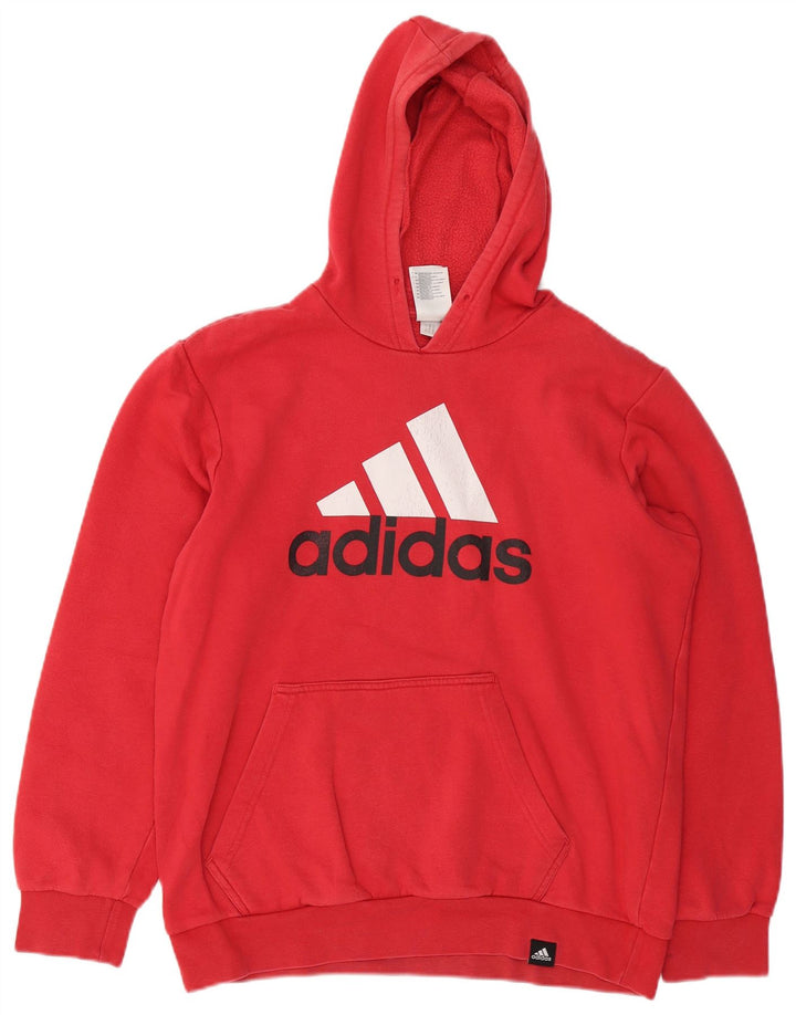 ADIDAS Mens Graphic Hoodie Jumper Medium Red Cotton