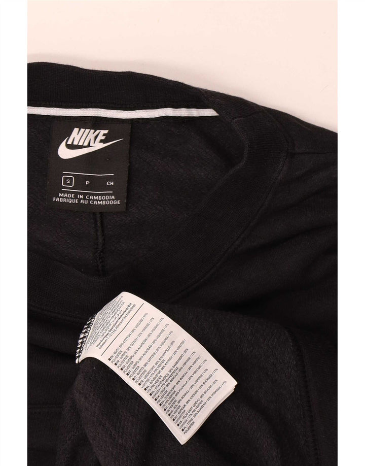 Nike Womens Graphic Oversized Sweatshirt Jumper UK 10 Small Black Cotton