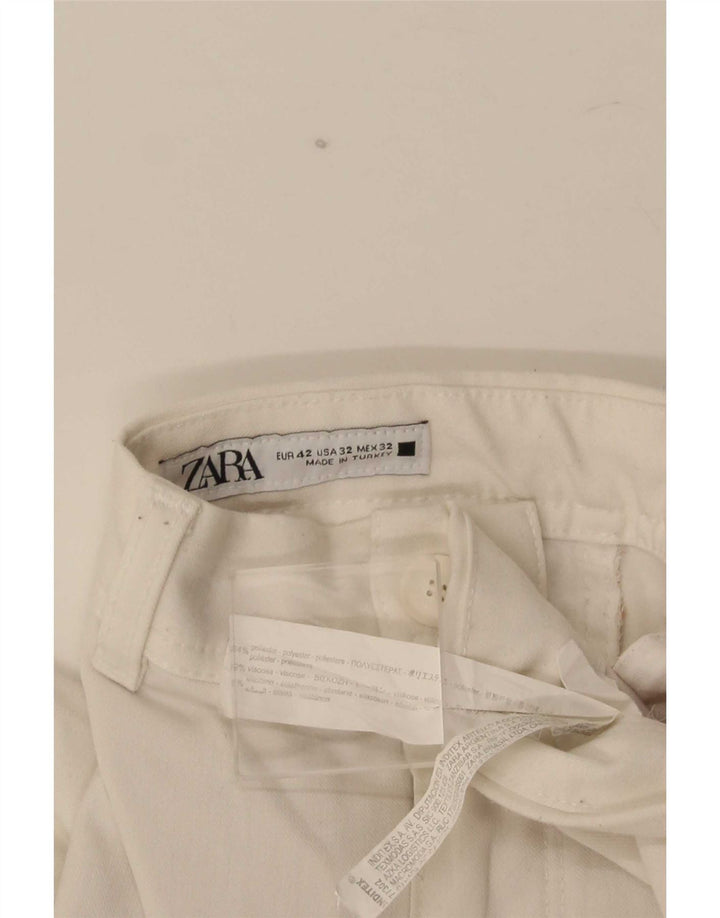 Zara Mens Straight Chino Trousers EU 42 Large W32 L28 White Polyester