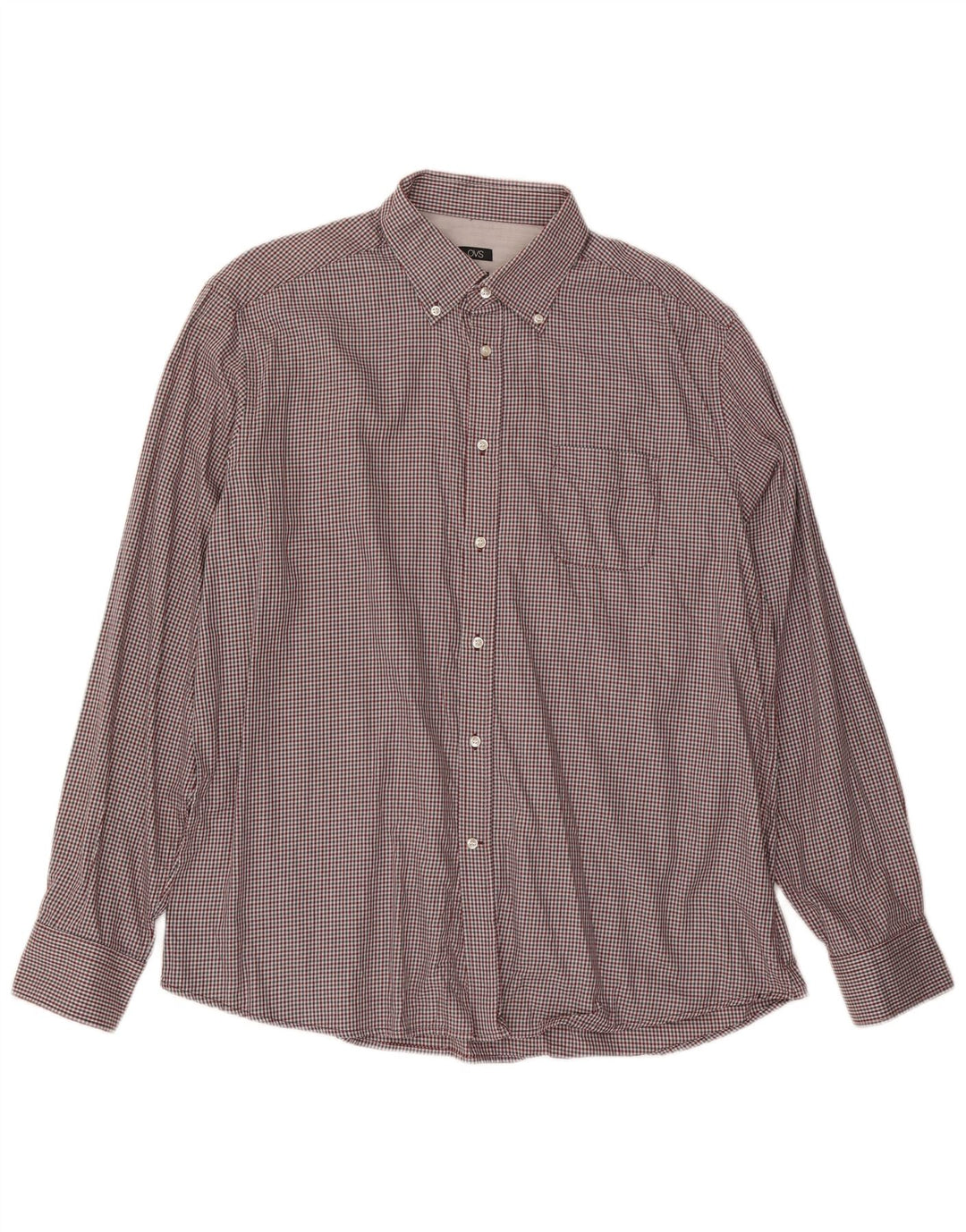 OVS Mens Regular Fit Shirt Size 45 17 3/4 XL Multicoloured Gingham Cotton