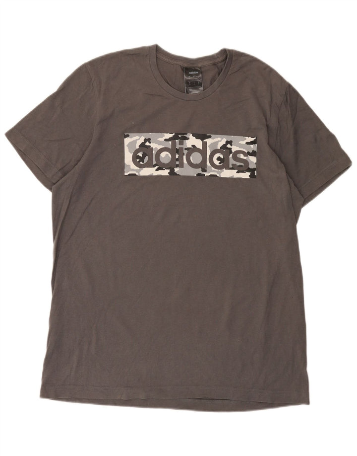 Adidas Mens Graphic T-Shirt Top Medium Grey Cotton